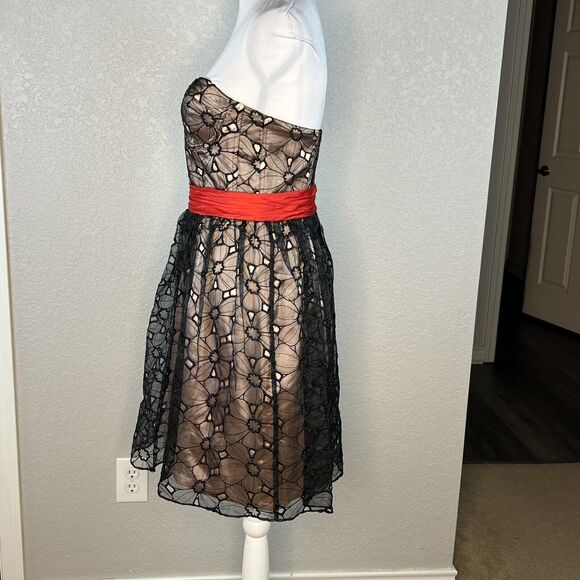 Phoebe Couture Size 6 Mini Dress Lace Corset Bustier Whimsigoth Black Red Belt - Picture 3 of 7